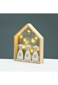 ДЪРВЕНА КЪЩА 10 LED МЕДНА КАБЕЛНА ЛАМПА ТОПЪЛ СТАБИЛЕН БАТ (2XAAA) 20 * 4,5 * 25cm IP20 ^