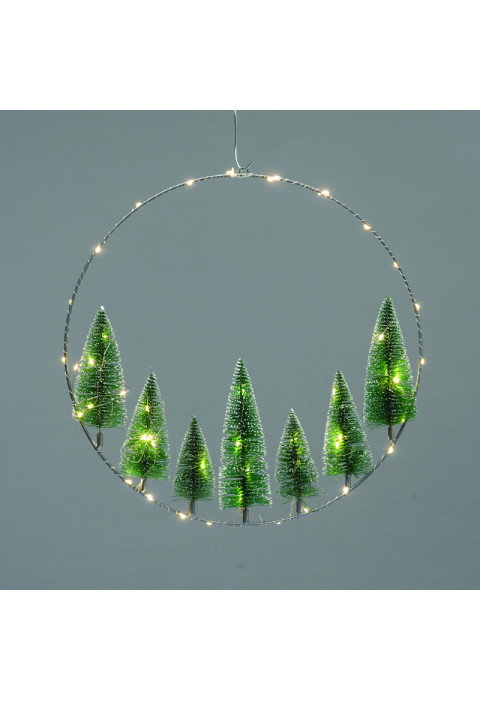 ВЕНЕЦ ДЪРВЕТА 50 LED ДЕКОРАТИВНИ ВИСЯЩИ WW BATT 3ΧΑΑ (НЕ ВКЛ) IP20 DIAM: 40cm 30cm LEAD КАБЕЛ