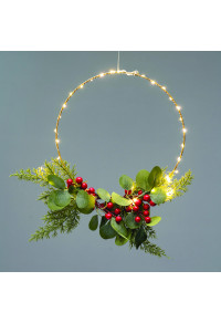 ПРЪСТЕН ЛИСТА ПЛОДОВЕ 40 LED ДЕКОРАТИВНИ ВИСЯЩИ WW BATT 3ΧΑΑ (НЕ ВКЛ.) IP20 DIAM: 30cm 30cm LEAD КАБЕЛ
