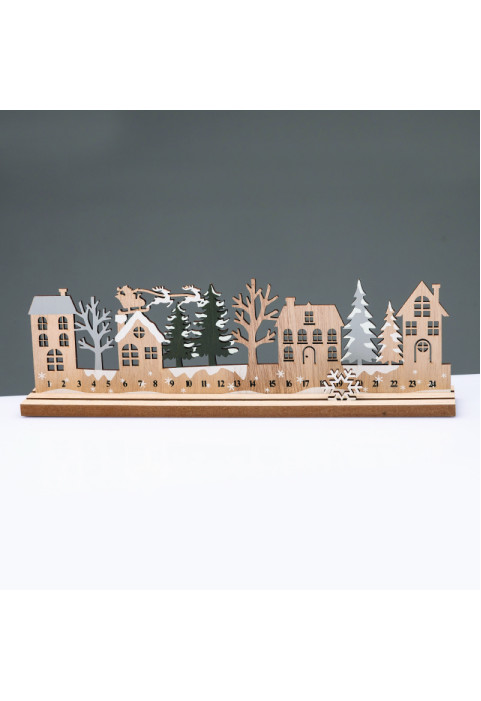 ДЪРВЕНА КОЛЕДА С ДЪРВЕТА ДЕКОРАТИВЕН МОТИВ 33x5x10cm^