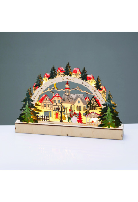 ДЪРВЕНА КОЛЕДА СЕЛО 12 LED WW STEADY IP20 ДЕКОРАТИВНА BATT 2XAAA 38x5x21.5cm