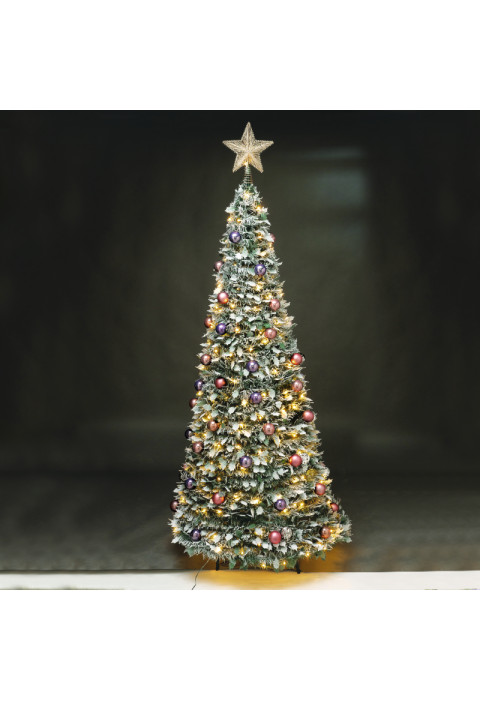 КУРШЕВЕЛ УКРАСЕНИ КОЛЕДА POP UP FROSTY TREE 250 LED WW STEADY H210cm DIAM 86cm 2m LEAD CABLE