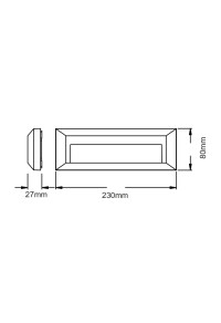 LED WALL RECTANGLE LUMINAIRE BLACK 230V AC IP65 2W 3000K 100LM RA80
