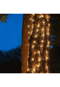 50 LED NET СВЕТЛИНА, ТОПЛО БЯЛО, АДАПТЕР 24VDC, СВЪРЗВАЩ МАКС 12 КОМПЛЕКТА, IP44, 55x80cm, ЗЕЛЕН КАБЕЛ & 5 КУКИ