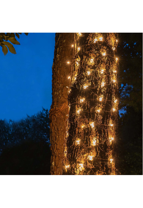 50 LED NET СВЕТЛИНА, ТОПЛО БЯЛО, АДАПТЕР 24VDC, СВЪРЗВАЩ МАКС 12 КОМПЛЕКТА, IP44, 55x80cm, ЗЕЛЕН КАБЕЛ & 5 КУКИ