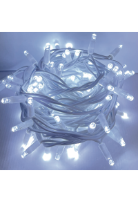 100 LED БЯЛ ГУМЕН КАБЕЛ ТОПЛО БЯЛО НИЗ СВЕТЛИНИ CONTECT. (МАКС 20) 10CM DIST. 10M IP65, 1.5 ОЛОВЕН КАБЕЛ