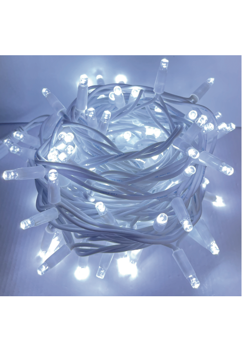 100 LED БЯЛ ГУМЕН КАБЕЛ ТОПЛО БЯЛО НИЗ СВЕТЛИНИ CONTECT. (МАКС 20) 10CM DIST. 10M IP65, 1.5 ОЛОВЕН КАБЕЛ