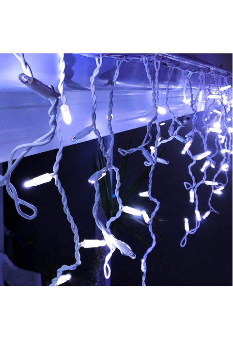 144 LED БЯЛ КАУЧУК ЗАВЕСА СВЕТЛИНА CW CONNECT (МАКС 20) STEADY IP44 300x60CM 1,5M ОЛОВО КАБЕЛ