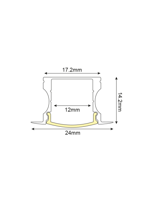 HAZEL ALUMINUM PROFILE P115 WITH OPAL PC DIFFUSER 2m/pc