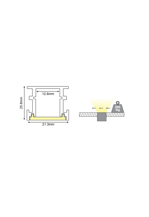 AVAH ALUMINUM PROFILE P132 WITH OPAL PC DIFFUSER 2m/pc
