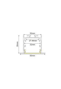 VYLO ALUMINUM PROFILE WITH OPAL PC DIFFUSER 3m/pc