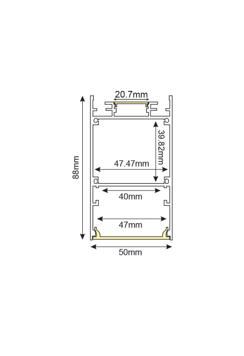 SIEN ALUMINUM PROFILE P288 WITH OPAL PC DIFFUSER 2m/pc