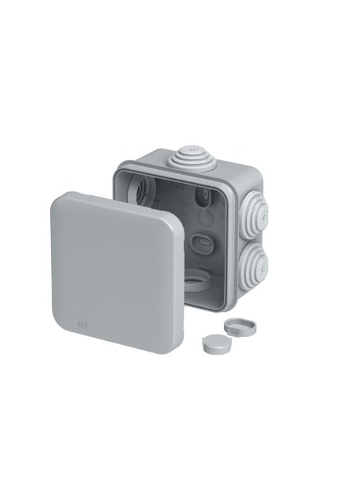 WATERPROOF JUNCTION BOX SQUARE 100x100x50mm 6 GLANDS IP55