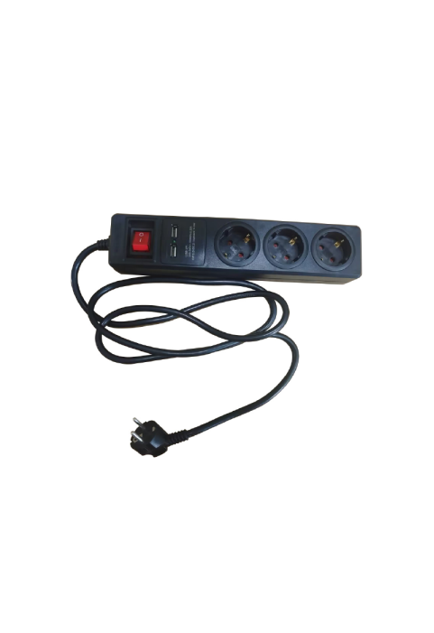 MULTISTRIP 6 SOCKETS/2 USB PORTS/ CHILD PROT & SWITCH 16A IP20 / CABLE H05VV-F 3x1.5mm2/ 1.5m NET