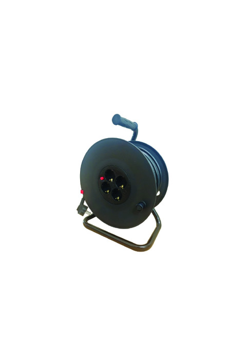 CABLE REEL PLASTIC OPEN TYPE 4 SCHUKO SOCKETS CHILD PROT. & THERMAL CUT H05VV-F 3x2.5mm2 IP20 25m