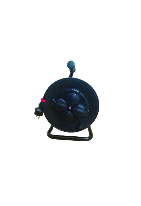 CABLE REEL PLASTIC OPEN TYPE 4 SCHUKO SOCKETS CHILD PROT. & THERMAL CUT H05RR-F 3x1.5mm2 IP44 50m