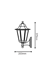 WALL LANTERN BLACK IR44 E27 60W TOP RAL C0026