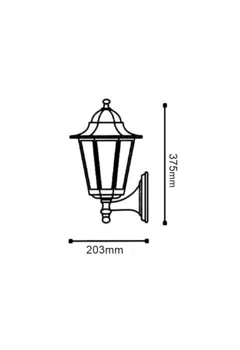 WALL LANTERN BLACK IR44 E27 60W TOP RAL C0026