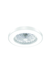 DECORATIVE WHITE CEILING FAN WITH DIMMABLE LED DIAM50CM 7 TRANSPARENT ABS BLADES WITH REMOTE CONTROL