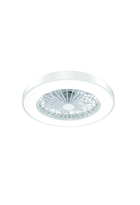 DECORATIVE WHITE CEILING SMART FAN WITH DIMMABLE LED DIAM50CM 7 TRANSPARENT ABS BLADES WITH REMOTE CONTROL