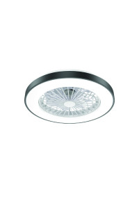DECORATIVE BLACK CEILING SMART FAN WITH DIMMABLE LED DIAM50CM 7 TRANSPARENT ABS BLADES WITH REMOTE CONTROL