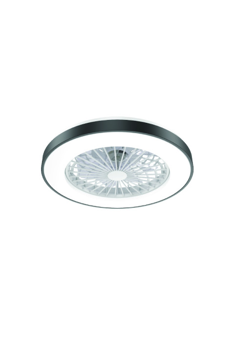 DECORATIVE BLACK CEILING SMART FAN WITH DIMMABLE LED DIAM50CM 7 TRANSPARENT ABS BLADES WITH REMOTE CONTROL