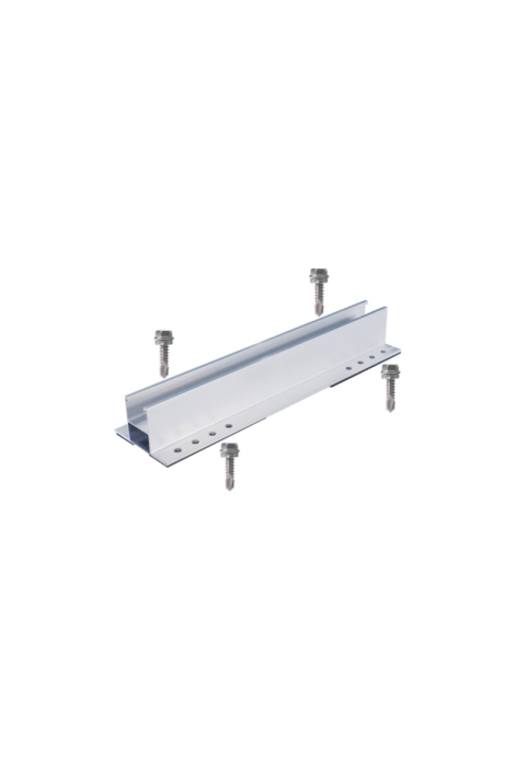 INSTALLATION BASE OF PV PANEL ON INDUSTRIAL ROOFTOP MINI RAIL WITH SCREWS