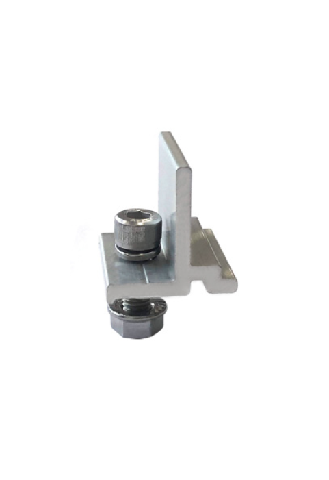 CONNECTOR FOR ALUMINIUM RAIL WITH INSTALLATION TRIANGLE OF PV PANEL WITH SCREWS