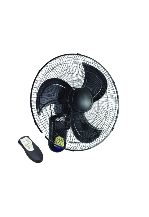 WALL FAN, REMOTE CONTROL, TIMER, BLACK WITH 3 BLACK BLADES, DIAM45, AC 50W