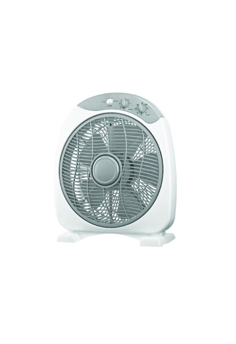 FLOOR SQUARE BOX FAN, WHITE-GREY WITH 5 GREY BLADES, DIAM30, AC 40W