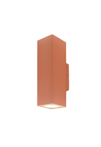 ^SQUARE WALL MOUNTED LUMINAIRE UP-DOWN IP65 2XGU10 TERRACOTTA CEMENT