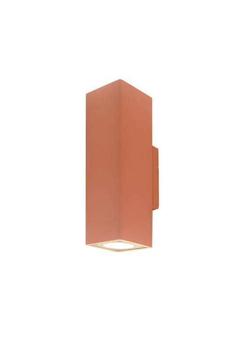 ^SQUARE WALL MOUNTED LUMINAIRE UP-DOWN IP65 2XGU10 TERRACOTTA CEMENT