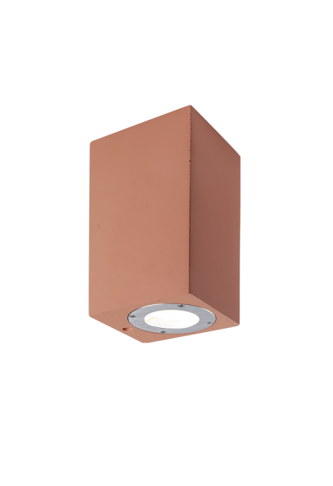 ^SQUARE WALL MOUNTED LUMINAIRE UP-DOWN IP65 2XGU10 TERRACOTTA CEMENT
