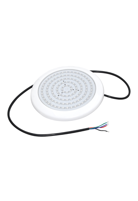 ^ LED PLASTIC POOL LUMINAIRE 20W RGB 110° IP68 12V DC Φ210Χ20mm