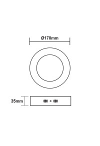 LED SLIM PANEL WHITE ROUND CEIL.12W 3000K 1040Lm Φ160mm 230V AC Ra80
