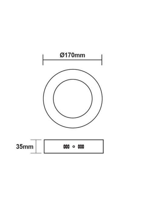 LED SLIM PANEL WHITE ROUND CEIL.12W 3000K 1040Lm Φ160mm 230V AC Ra80