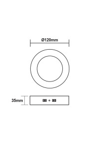 LED SLIM PANEL WHITE ROUND CEIL. 6W 3000K 450Lm Φ117mm 230V AC Ra80