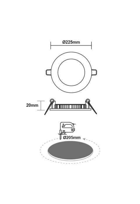 LED SLIM PANEL NM ROUND REC. 18W 4000K 1800Lm Φ220mm 230V AC Ra80