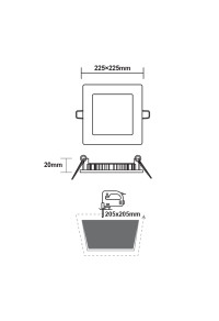 LED SLIM PANEL WHITE SQUARE REC. 18W 4000K 1800Lm 223x23mm 230V AC Ra80