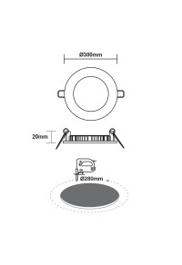 LED SLIM PANEL WHITE ROUND REC. 23W 4000K 2120Lm Φ298mm 230V AC Ra80