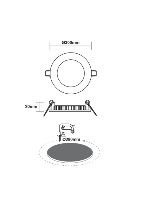 LED SLIM PANEL WHITE ROUND REC. 23W 4000K 2120Lm Φ298mm 230V AC Ra80