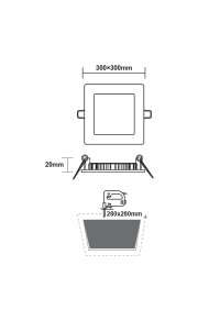 LED SLIM PANEL WHITE SQUARE REC. 23W 4000K 2120Lm 300x300mm 230V AC Ra80