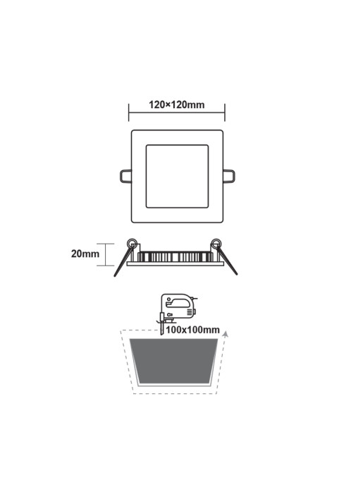 LED SLIM PANEL WHITE SQUARE REC. 6W 4000K 470Lm 118x118mm 230V AC Ra80