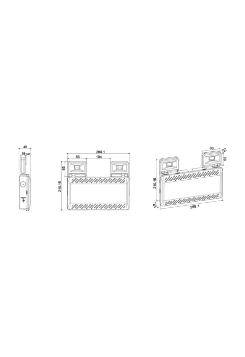 NON-MAINTAINED EMERGENCY LED IP65 2X2W 3HRS 500LM 6000K 230V AC, WITH TEST BUTON&SELF TEST FUNC