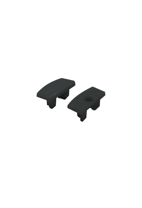 SET OF BLACK PLASTIC END CAPS FOR P109B, 1PC WITH HOLE & 1PC WITHOUT HOLE 
