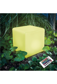 SOLAR/RECHARGEABLE RGBW LED CUBE SEAT 40*40*40cm IP54 LiFePO4 2000mAh