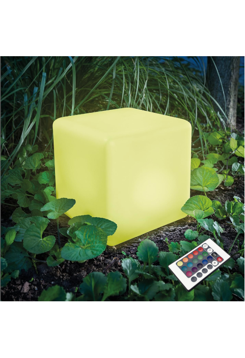 SOLAR/RECHARGEABLE RGBW LED CUBE SEAT 40*40*40cm IP54 LiFePO4 2000mAh