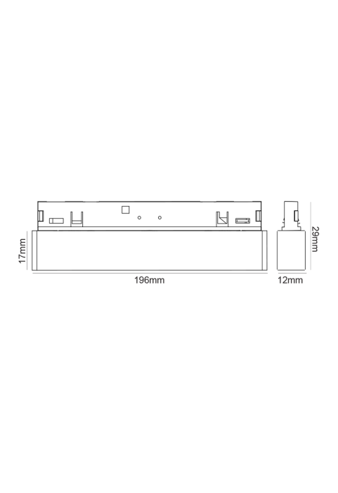  MINI BLACK MAGNETIC LUMINAIRE 24V DC 10W 3000K 490LM 36° RA90 5 YRS L196MM