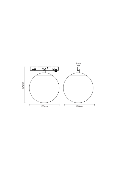  MINI BLACK MAGNETIC LUMINAIRE 24V DC 7W 3000K 650LM 230° RA90 5 YRS Φ100MM OPAL GLASS