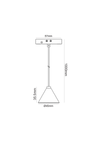  MINI BLACK MAGNETIC PENDANT LUMINAIRE 24V DC 2W 4000K 170LM 36° RA90 5 YRS Φ45*35,5(1000)ΜΜ